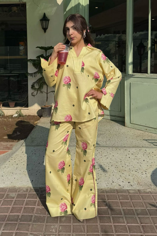 Sundarii Cotton Co-ord Set with Bootcut Pants