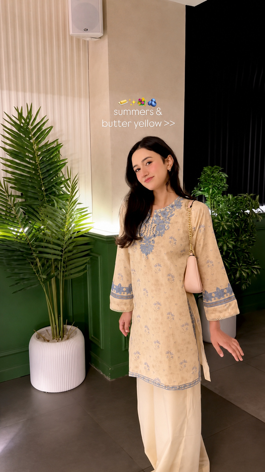Nayra Printed With Embroidered Cotton Co-ord Set