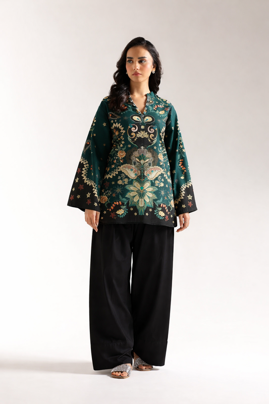 Pyarii Ethnic Printed Top with Black Salwar