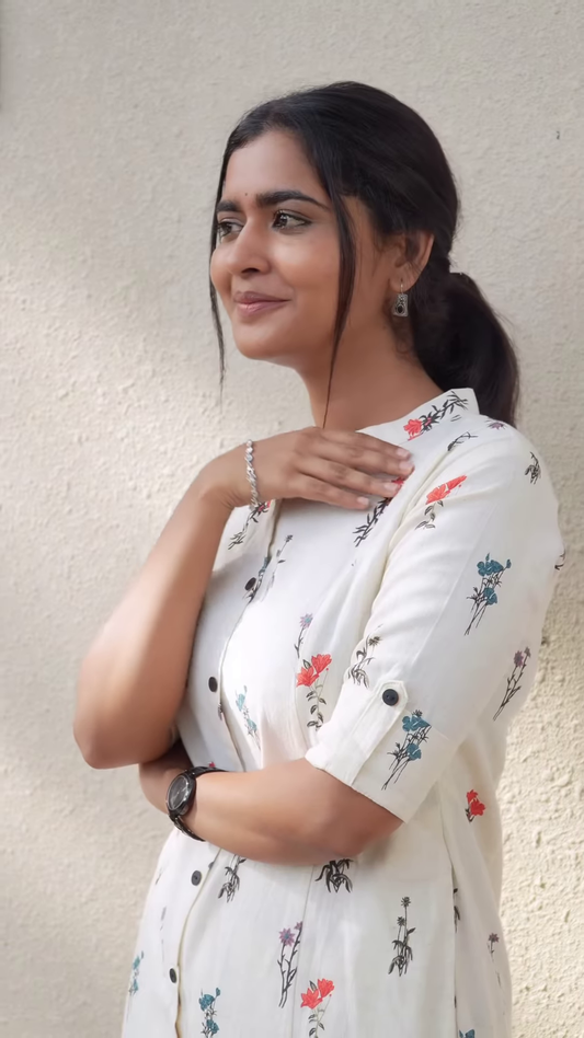 Ruhani Floral Cotton Kurti-Set