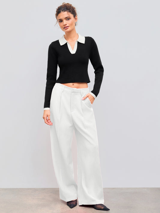 Flowline High Waisted Pleated Straight Leg Pants