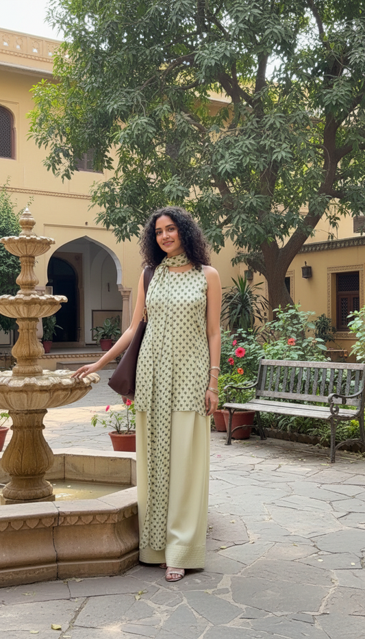 Rennu Top And Farshi Salwar Set With Dupatta